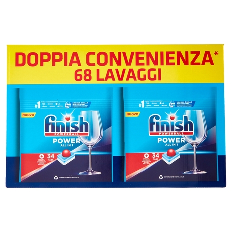 Finish Power All in One regular pastiglie lavastoviglie 34x2 lavaggi 1088 g